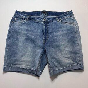 Ellos Shorts Light Wash Denim Cut-off Cuffed Women’s Size 16